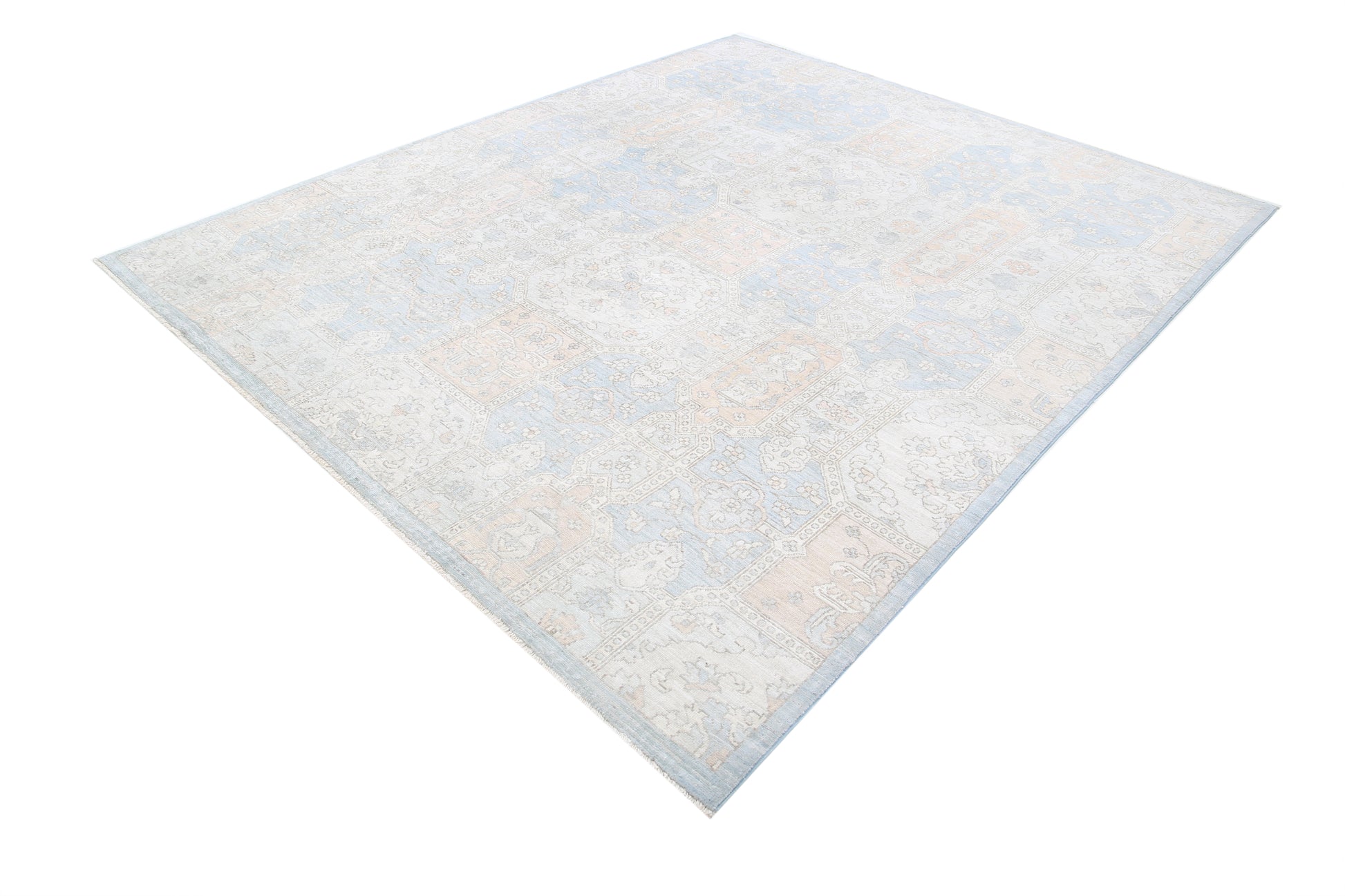 New Traditional Serenity Hand Knotted Wool Rug - 8'0" x 9'4" 8' 0" x 9' 4" (244 x 284) / Blue / Wool