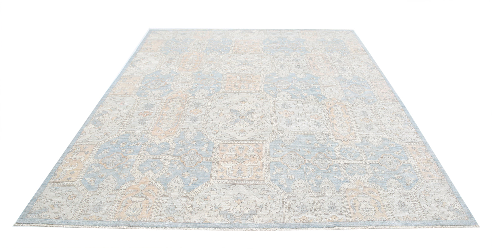 New Traditional Serenity Hand Knotted Wool Rug - 8'0" x 9'4" 8' 0" x 9' 4" (244 x 284) / Blue / Wool