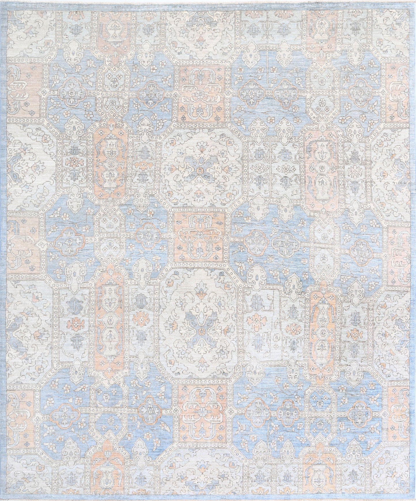 New Traditional Serenity Hand Knotted Wool Rug - 8'0" x 9'4" 8' 0" x 9' 4" (244 x 284) / Blue / Wool