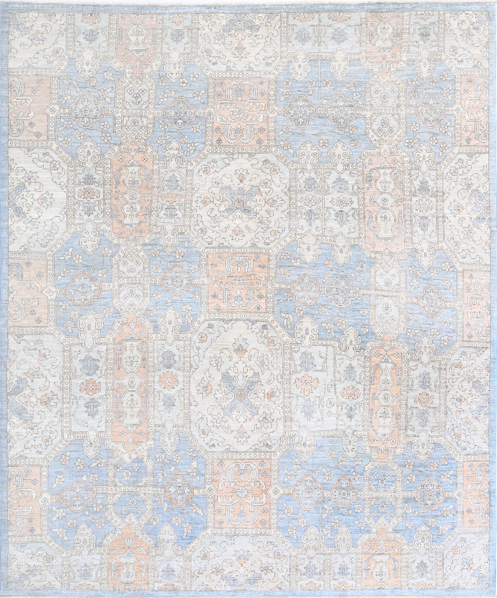 New Traditional Serenity Hand Knotted Wool Rug - 8'0" x 9'4" 8' 0" x 9' 4" (244 x 284) / Blue / Wool