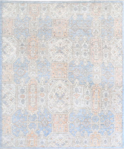 New Traditional Serenity Hand Knotted Wool Rug - 8'0" x 9'4" 8' 0" x 9' 4" (244 x 284) / Blue / Wool