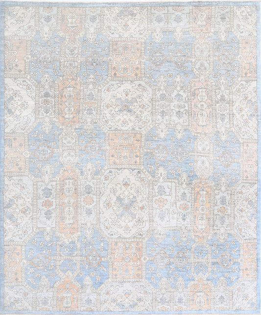 New Traditional Serenity Hand Knotted Wool Rug - 8'0" x 9'4" 8' 0" x 9' 4" (244 x 284) / Blue / Wool