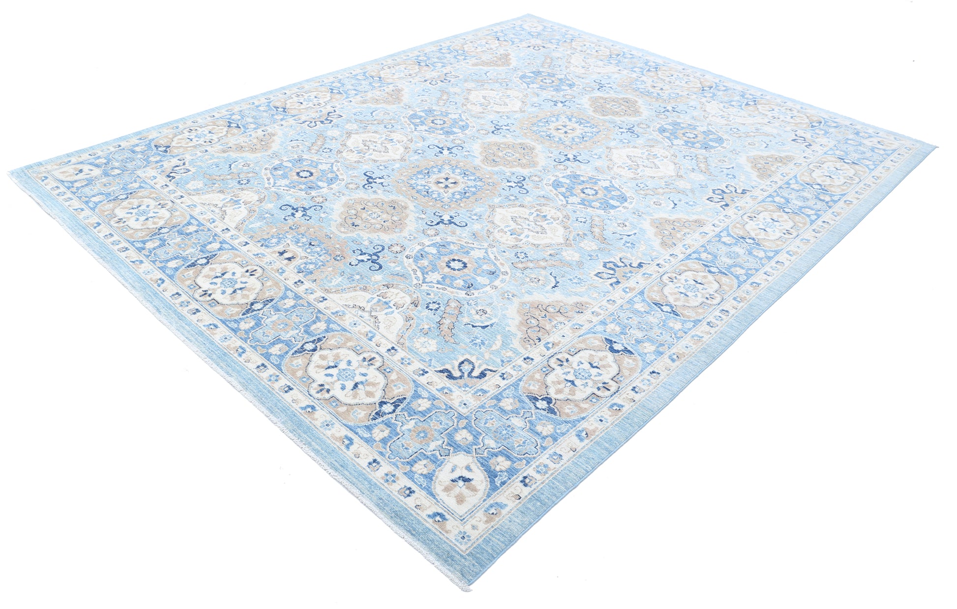 New Traditional Ziegler Hand Knotted Wool Rug - 8'1'' x 10'5'' 8' 1" x 10' 5" (246 x 318) / Blue / Wool