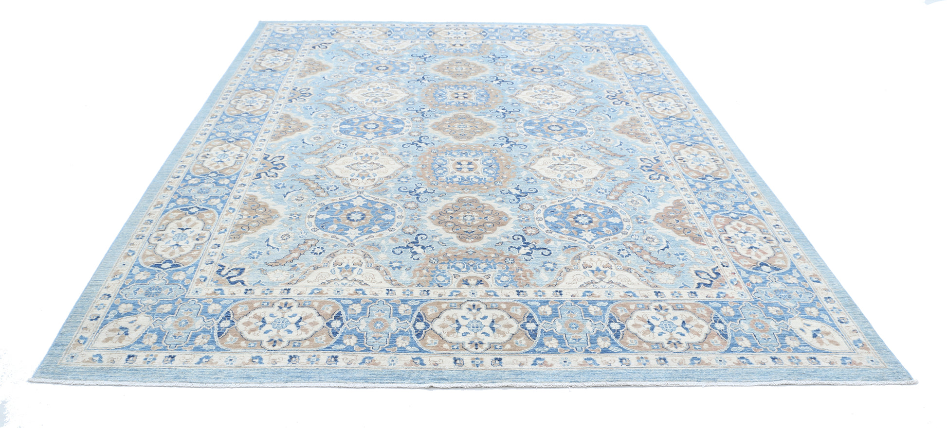 New Traditional Ziegler Hand Knotted Wool Rug - 8'1'' x 10'5'' 8' 1" x 10' 5" (246 x 318) / Blue / Wool