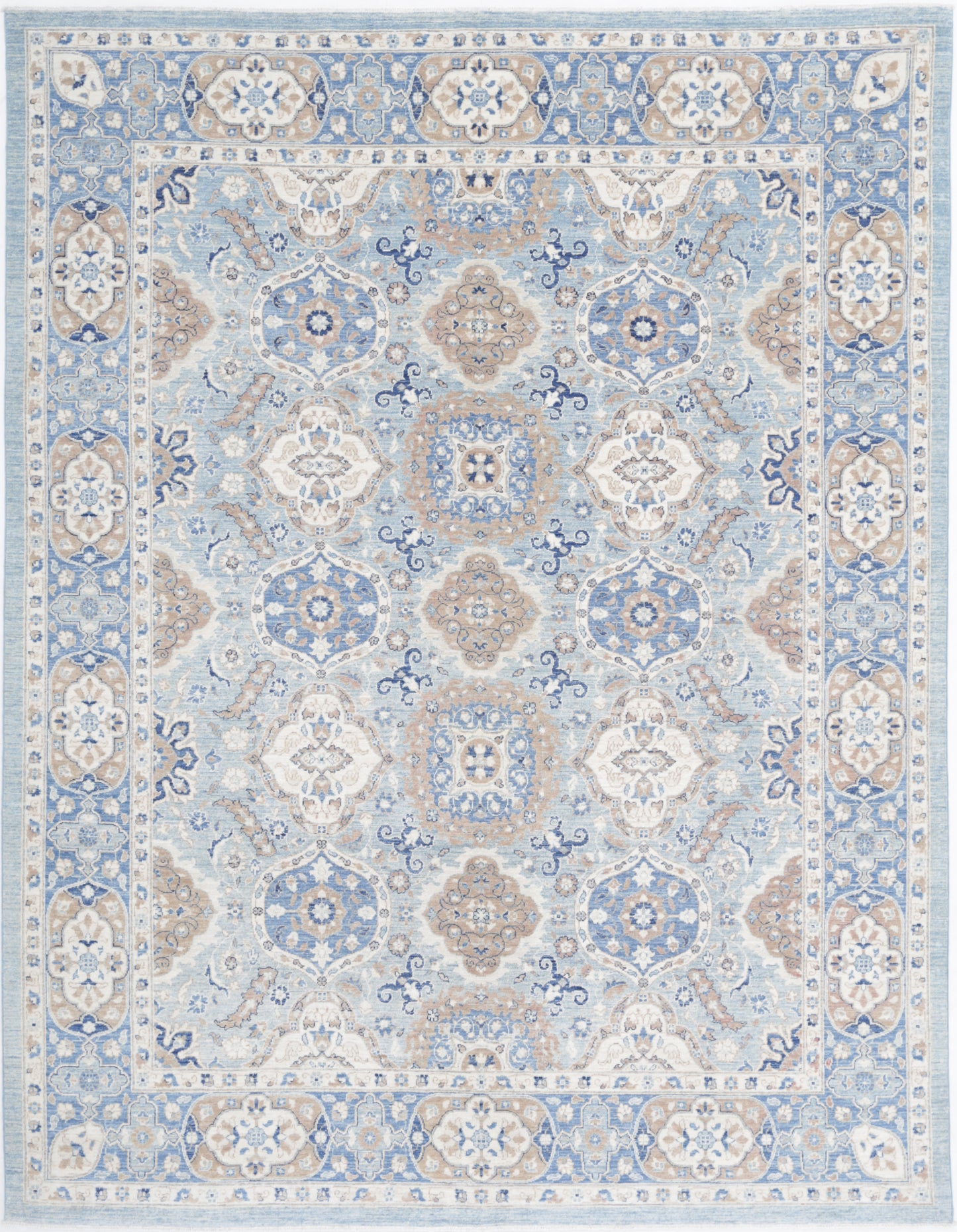 New Traditional Ziegler Hand Knotted Wool Rug - 8'1'' x 10'5'' 8' 1" x 10' 5" (246 x 318) / Blue / Wool