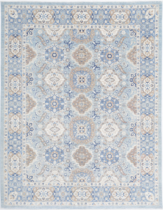 New Traditional Ziegler Hand Knotted Wool Rug - 8'1'' x 10'5'' 8' 1" x 10' 5" (246 x 318) / Blue / Wool