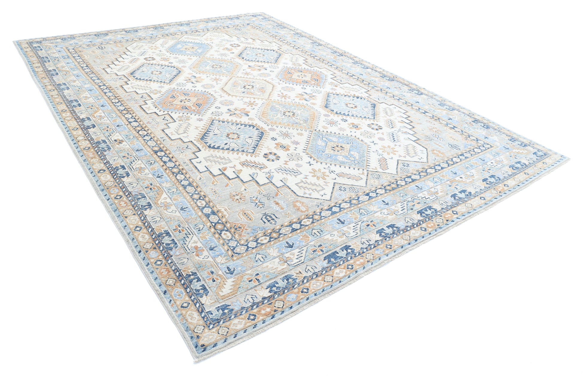 New Traditional Ziegler Hand Knotted Wool Rug - 9'0'' x 12'1'' 9' 0" x 12' 1" (274 x 368) / Ivory / Wool