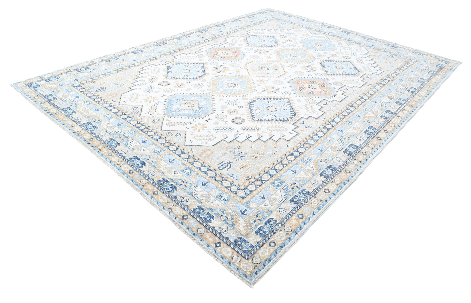 New Traditional Ziegler Hand Knotted Wool Rug - 9'0'' x 12'1'' 9' 0" x 12' 1" (274 x 368) / Ivory / Wool