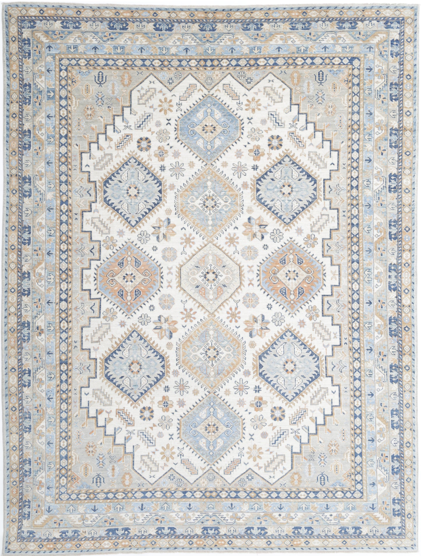 New Traditional Ziegler Hand Knotted Wool Rug - 9'0'' x 12'1'' 9' 0" x 12' 1" (274 x 368) / Ivory / Wool