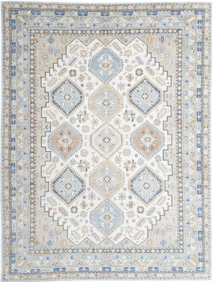 New Traditional Ziegler Hand Knotted Wool Rug - 9'0'' x 12'1'' 9' 0" x 12' 1" (274 x 368) / Ivory / Wool