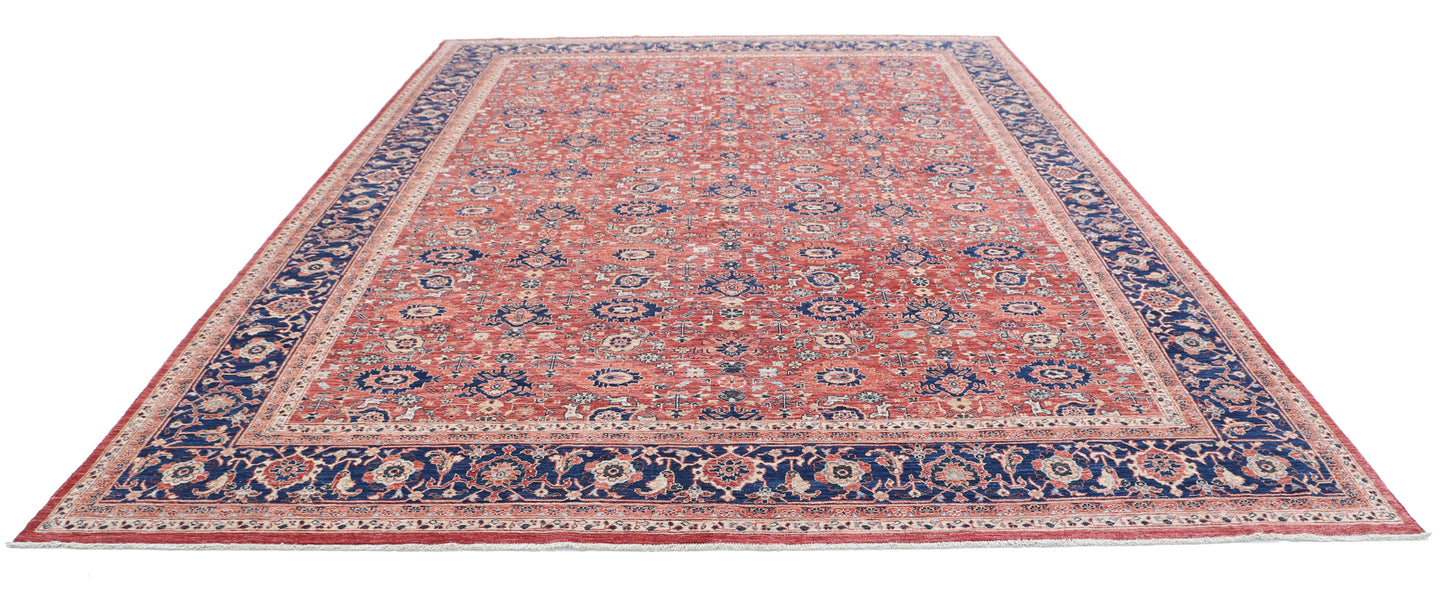 New Traditional Ziegler Hand Knotted Wool Rug - 10'1'' x 13'7'' 10' 1" x 13' 7" (307 x 414) / Red / Wool