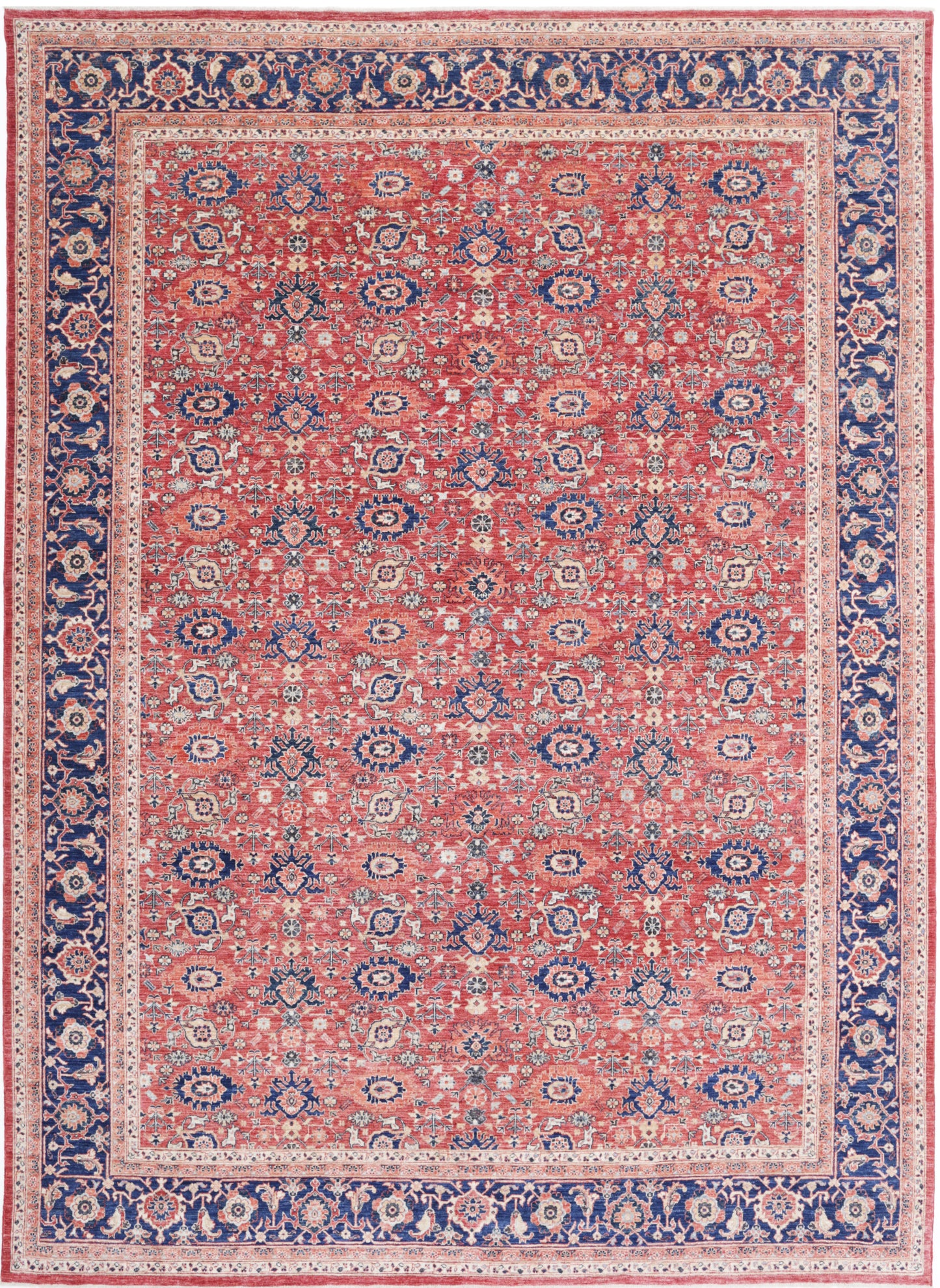 New Traditional Ziegler Hand Knotted Wool Rug - 10'1'' x 13'7'' 10' 1" x 13' 7" (307 x 414) / Red / Wool