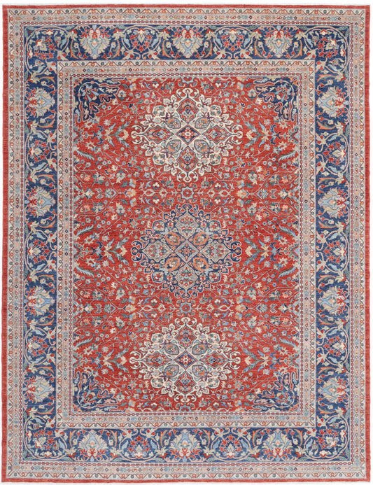 New Traditional Ziegler Hand Knotted Wool Rug - 9'0'' x 11'11'' 9' 0" x 11' 11" (274 x 363) / Red / Wool