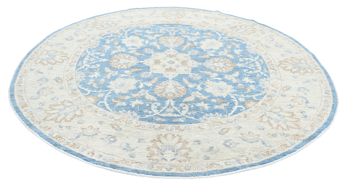 New Traditional Ziegler Hand Knotted Wool Rug - 7'11'' x 7'10'' 7' 11" x 7' 10" (241 x 239) / Blue / Wool