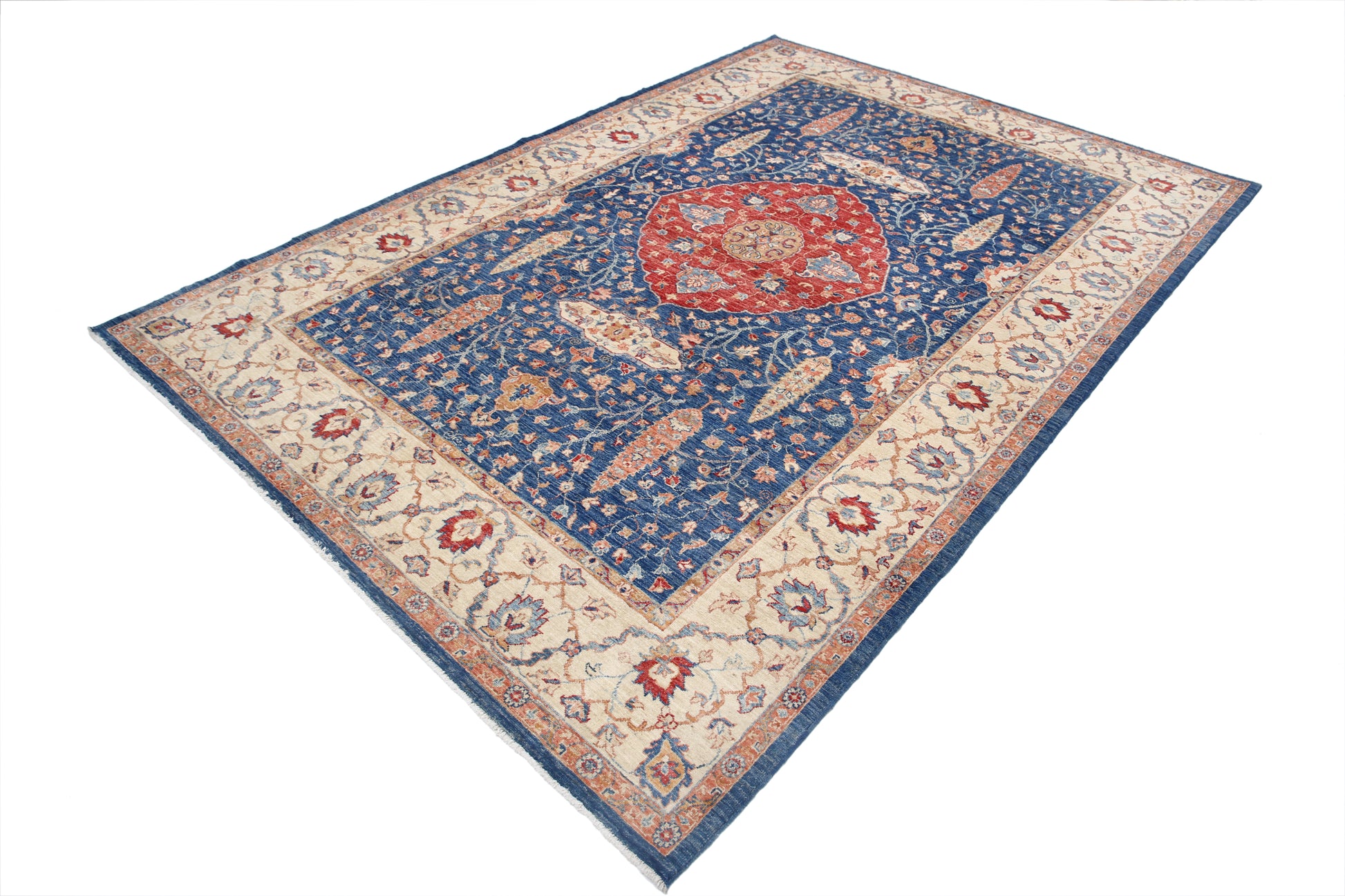 New Traditional Ziegler Hand Knotted Wool Rug - 6'8'' x 9'8'' 6' 8" x 9' 8" (203 x 295) / Blue / Wool