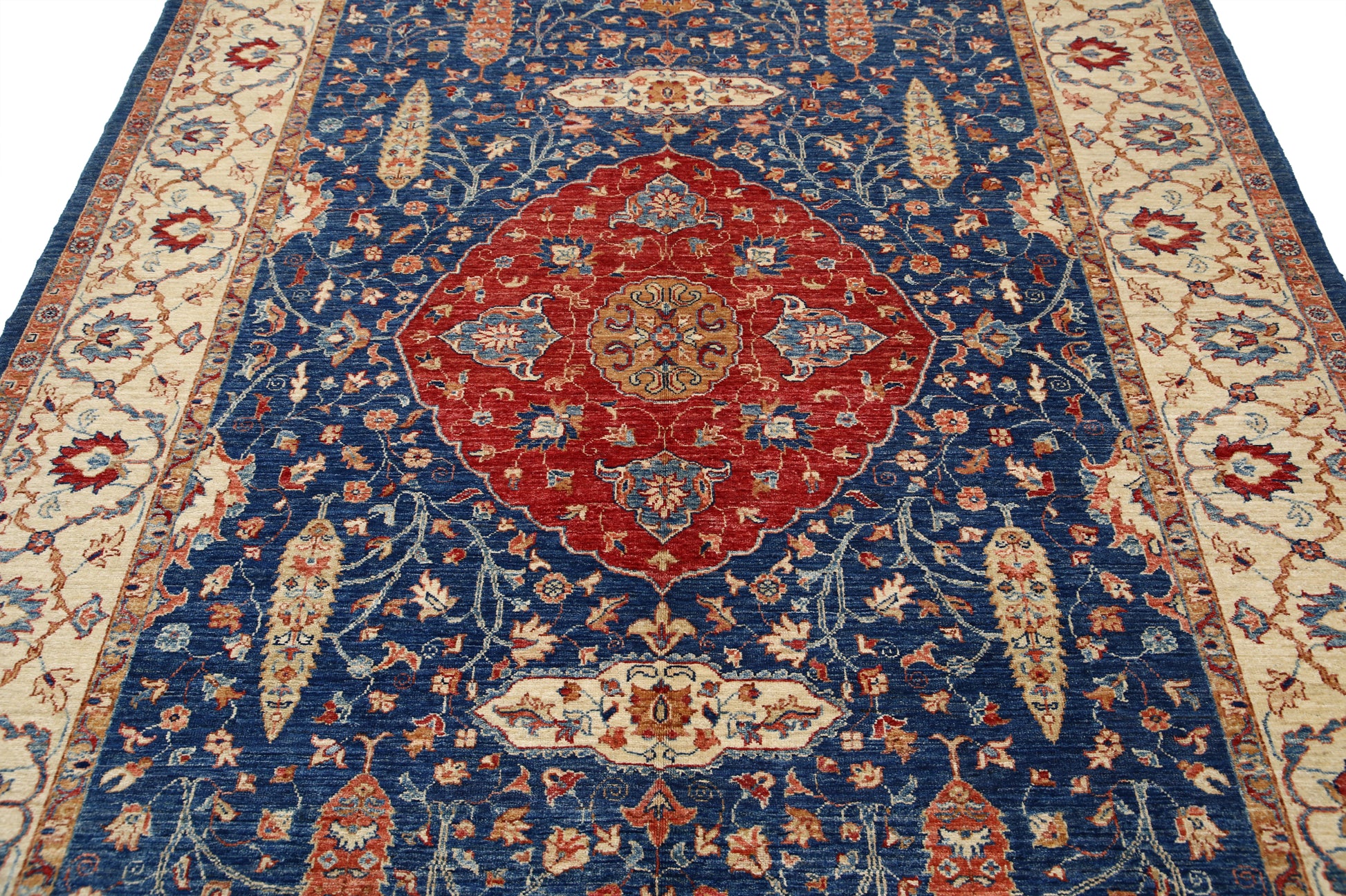 New Traditional Ziegler Hand Knotted Wool Rug - 6'8'' x 9'8'' 6' 8" x 9' 8" (203 x 295) / Blue / Wool