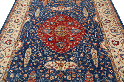 New Traditional Ziegler Hand Knotted Wool Rug - 6'8'' x 9'8'' 6' 8" x 9' 8" (203 x 295) / Blue / Wool