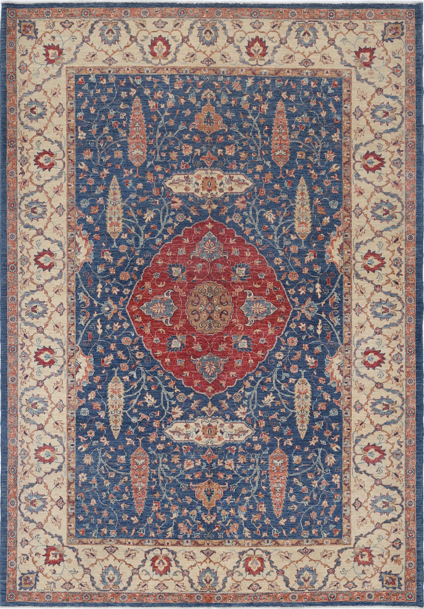 New Traditional Ziegler Hand Knotted Wool Rug - 6'8'' x 9'8'' 6' 8" x 9' 8" (203 x 295) / Blue / Wool