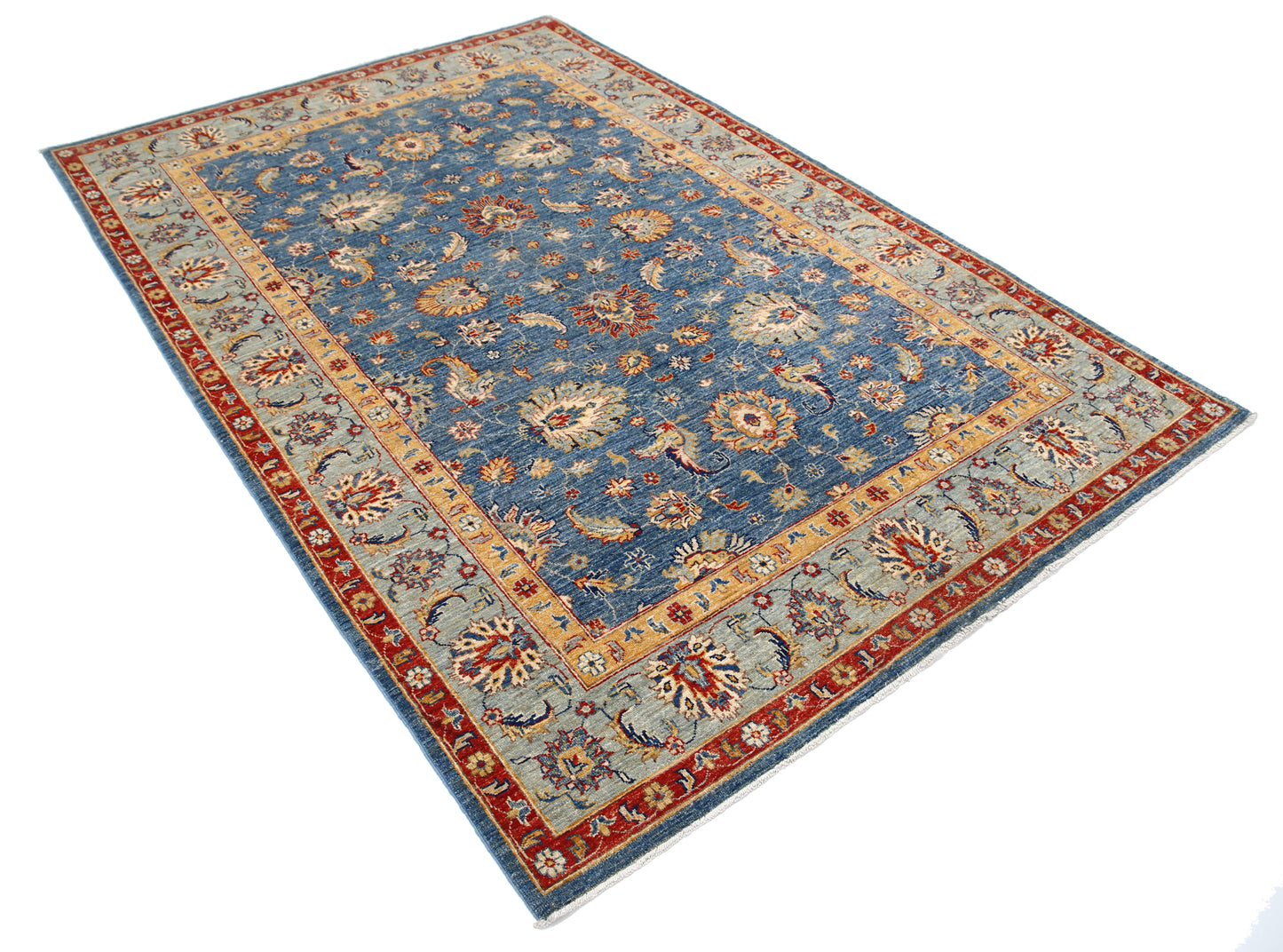 New Traditional Ziegler Hand Knotted Wool Rug - 5'7'' x 8'2'' 5' 7" x 8' 2" (170 x 249) / Blue / Wool