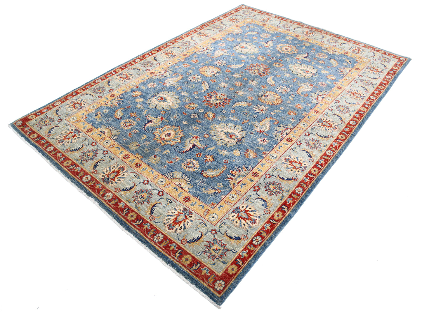 New Traditional Ziegler Hand Knotted Wool Rug - 5'7'' x 8'2'' 5' 7" x 8' 2" (170 x 249) / Blue / Wool