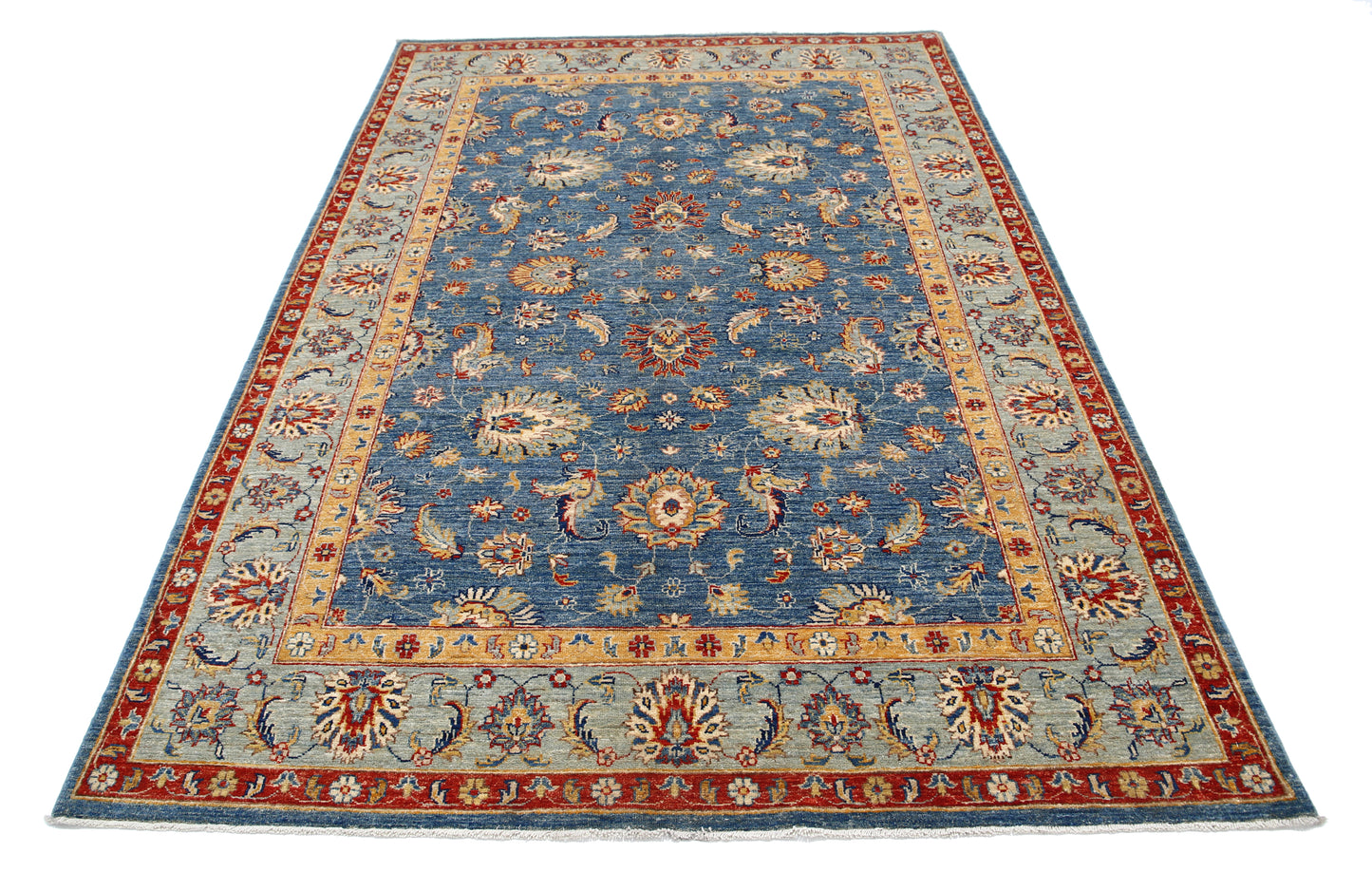 New Traditional Ziegler Hand Knotted Wool Rug - 5'7'' x 8'2'' 5' 7" x 8' 2" (170 x 249) / Blue / Wool