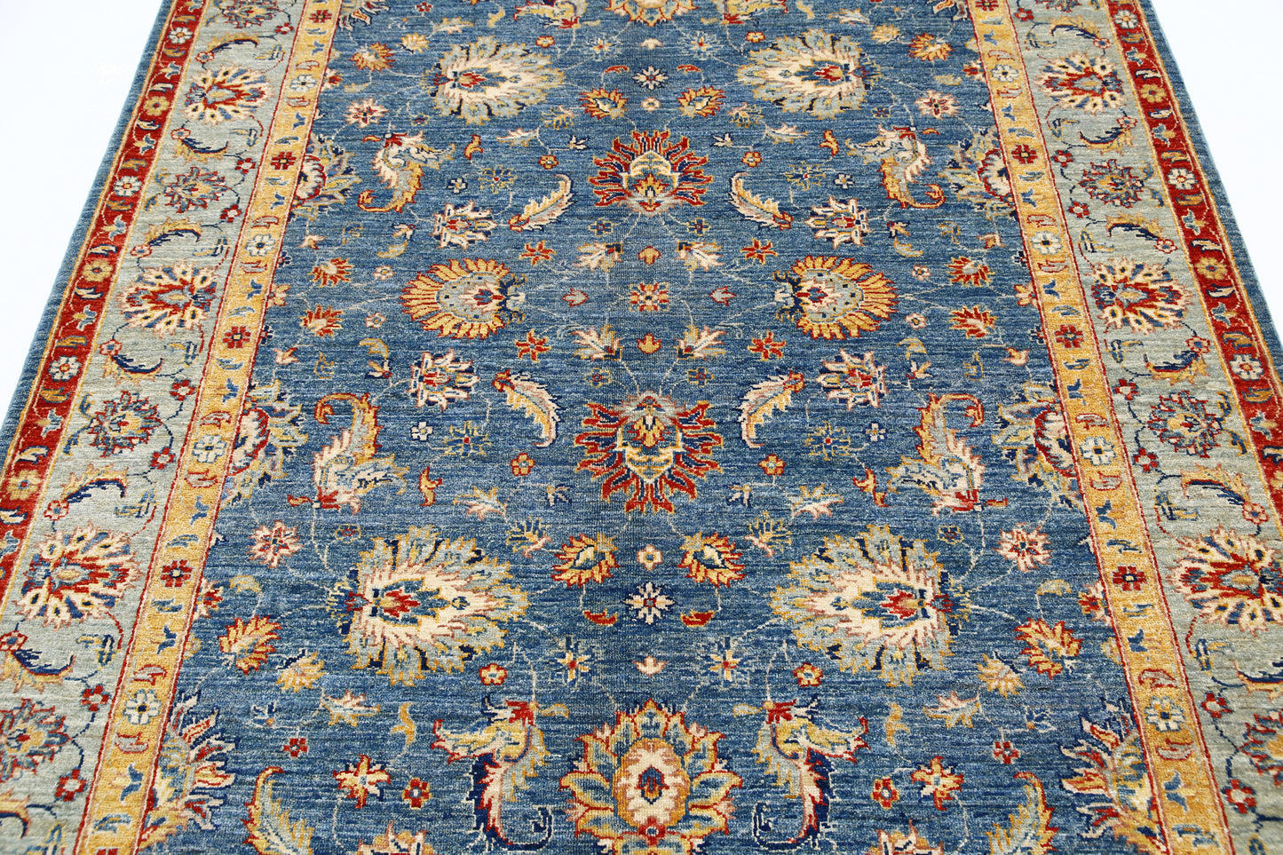 New Traditional Ziegler Hand Knotted Wool Rug - 5'7'' x 8'2'' 5' 7" x 8' 2" (170 x 249) / Blue / Wool