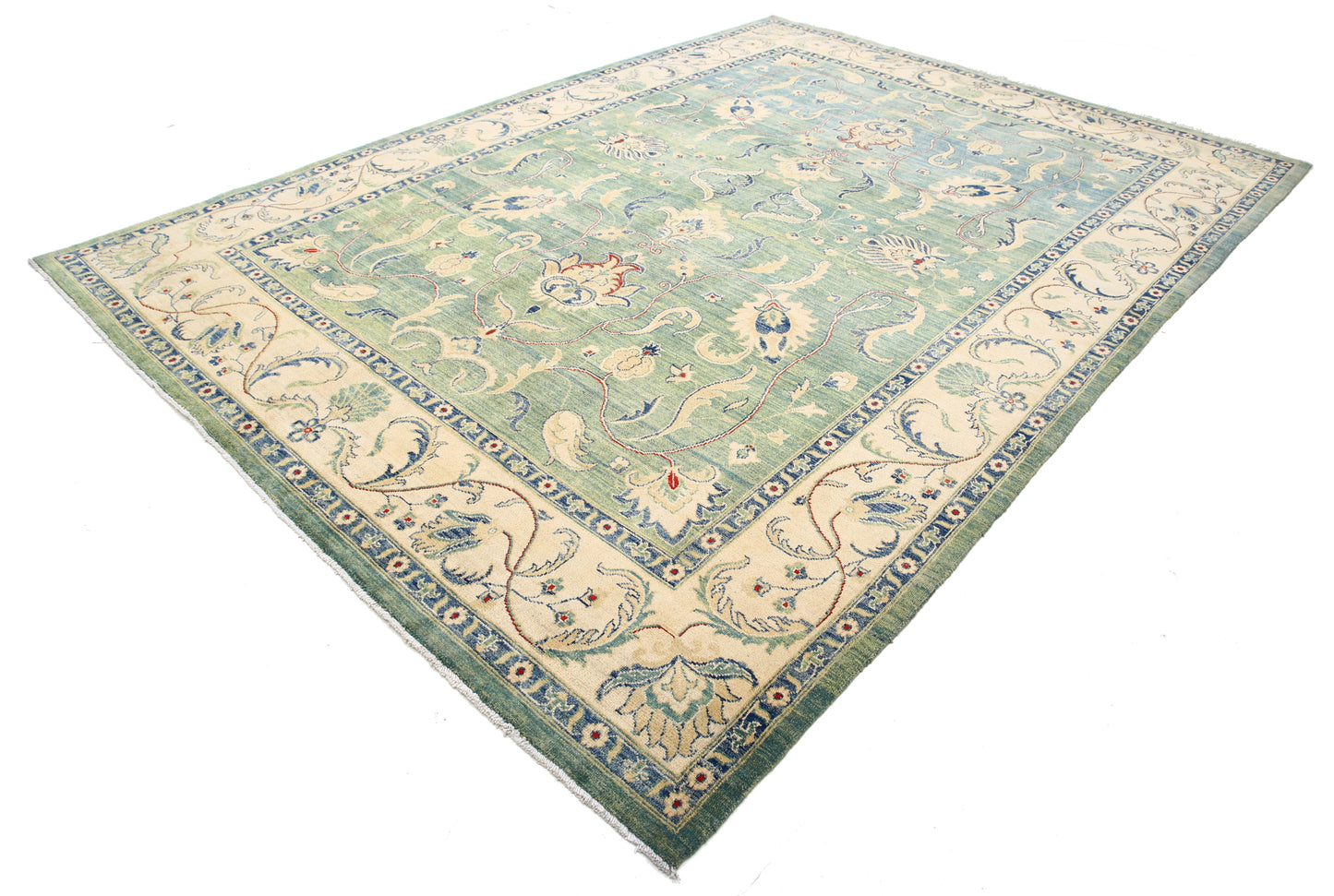 New Traditional Ziegler Hand Knotted Wool Rug - 8'11'' x 12'3'' 8' 11" x 12' 3" (272 x 373) / Green / Wool