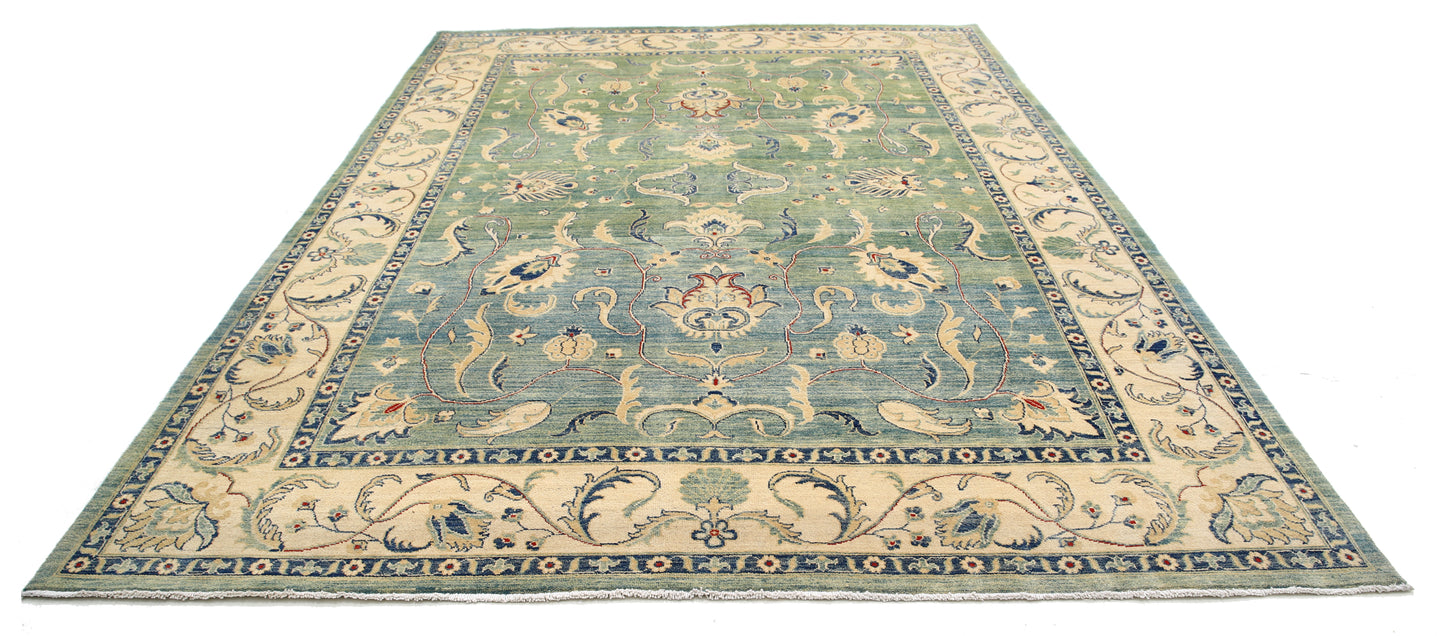 New Traditional Ziegler Hand Knotted Wool Rug - 8'11'' x 12'3'' 8' 11" x 12' 3" (272 x 373) / Green / Wool