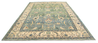 New Traditional Ziegler Hand Knotted Wool Rug - 8'11'' x 12'3'' 8' 11" x 12' 3" (272 x 373) / Green / Wool