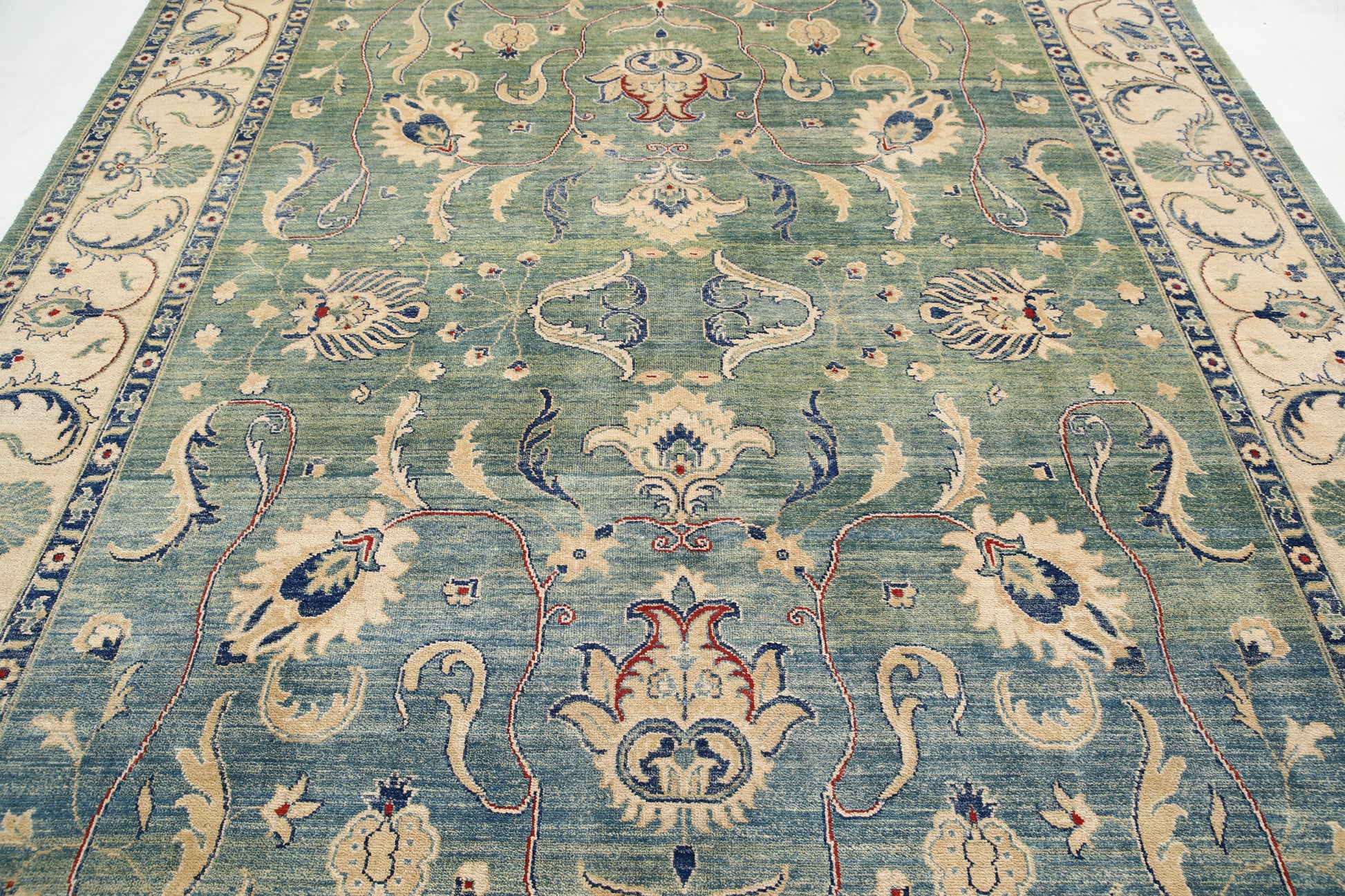 New Traditional Ziegler Hand Knotted Wool Rug - 8'11'' x 12'3'' 8' 11" x 12' 3" (272 x 373) / Green / Wool