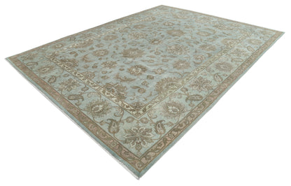 New Traditional Ziegler Hand Knotted Wool Rug - 8'10'' x 11'7'' 8' 10" x 11' 7" (269 x 353) / Blue / Wool