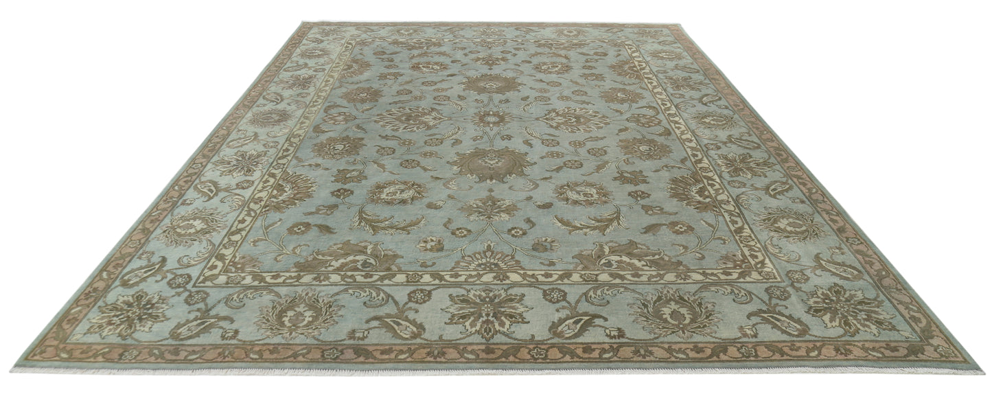 New Traditional Ziegler Hand Knotted Wool Rug - 8'10'' x 11'7'' 8' 10" x 11' 7" (269 x 353) / Blue / Wool