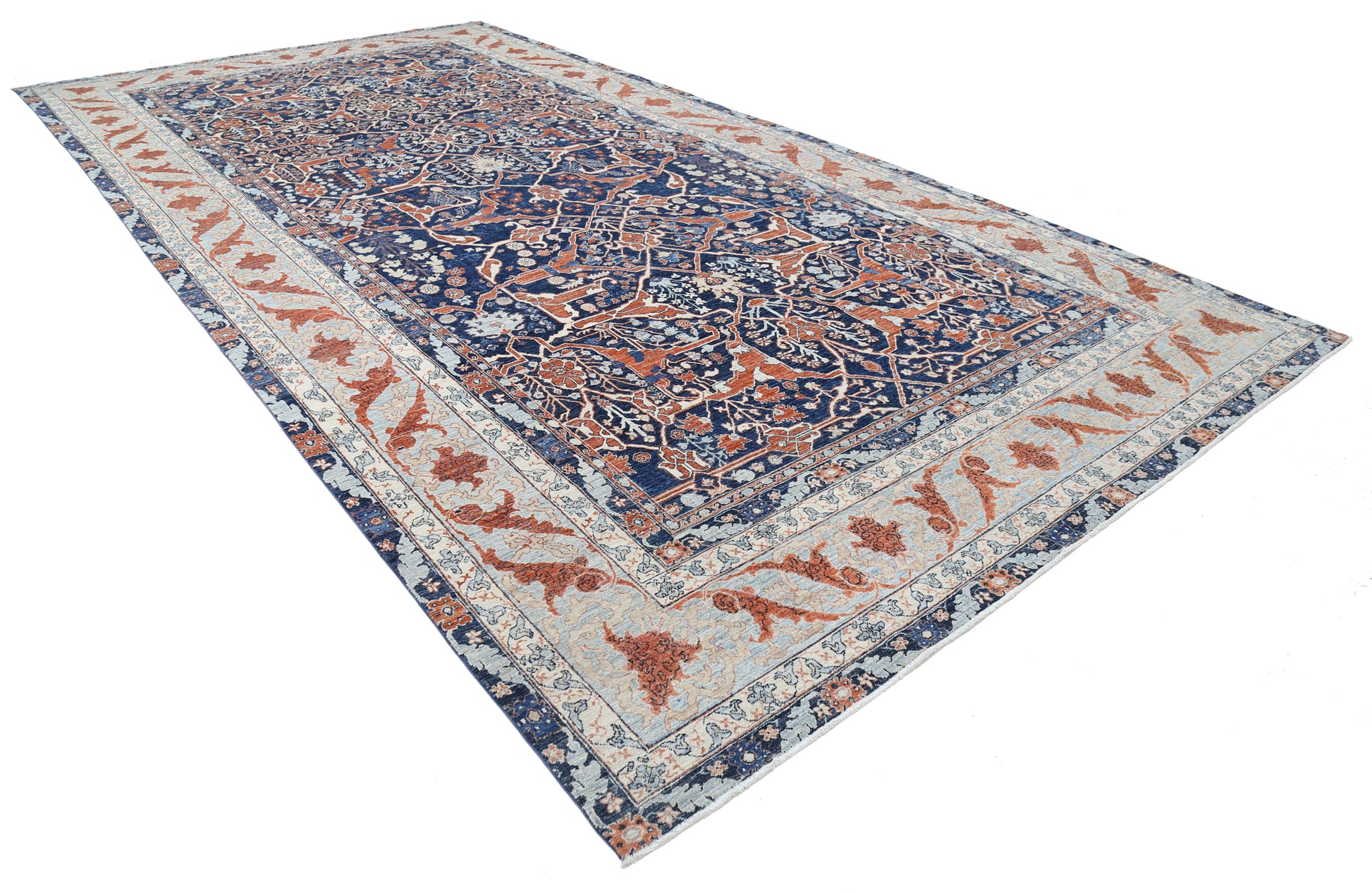 New Traditional Ziegler Hand Knotted Wool Rug - 9'6'' x 18'8'' 9' 6" x 18' 8" (290 x 569) / Blue / Wool