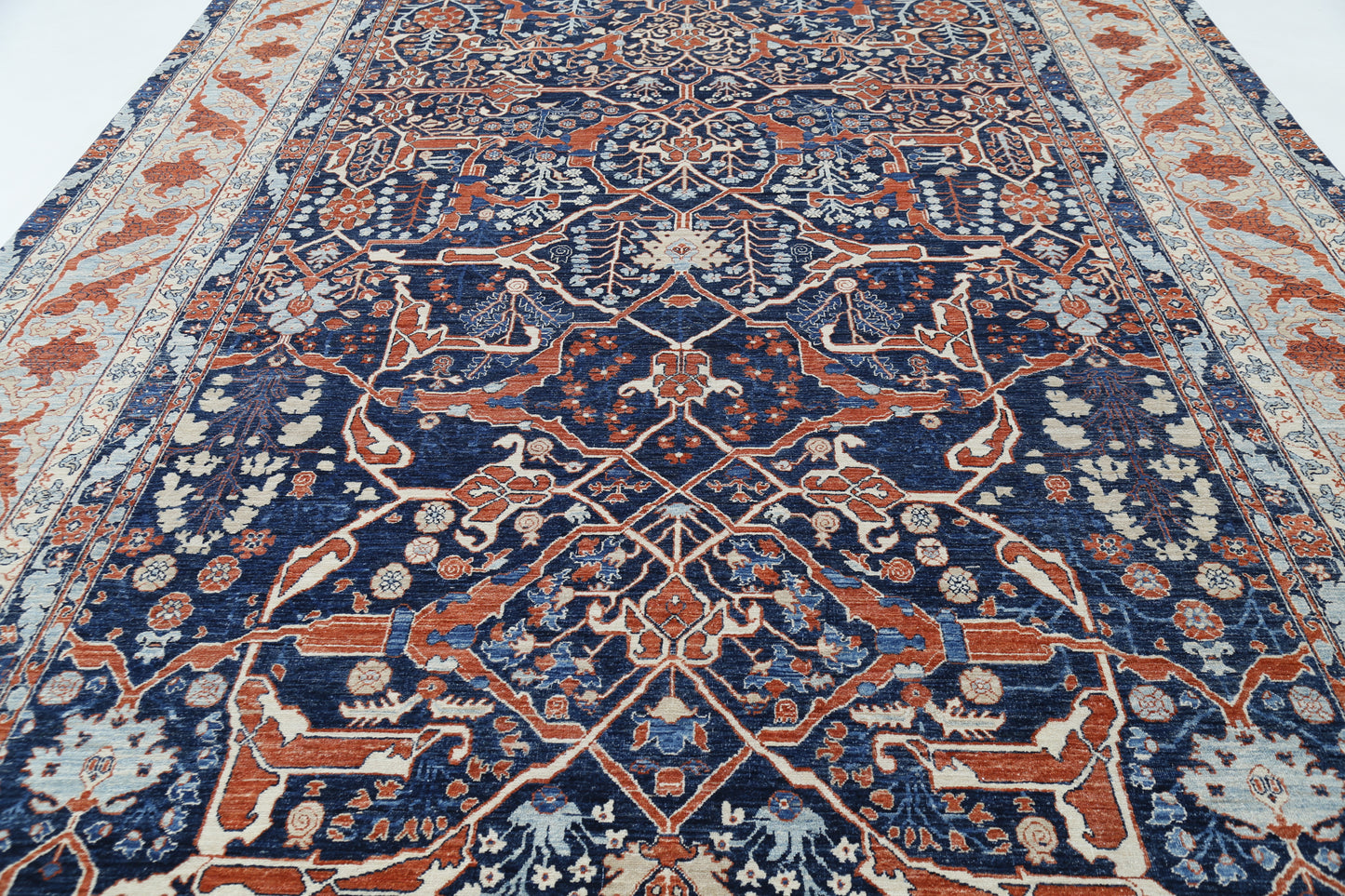 New Traditional Ziegler Hand Knotted Wool Rug - 9'6'' x 18'8'' 9' 6" x 18' 8" (290 x 569) / Blue / Wool