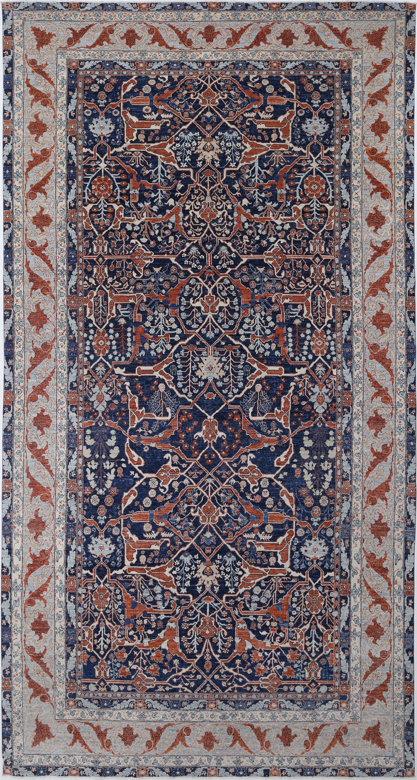 New Traditional Ziegler Hand Knotted Wool Rug - 9'6'' x 18'8'' 9' 6" x 18' 8" (290 x 569) / Blue / Wool