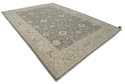 New Traditional Ziegler Hand Knotted Wool Rug - 9'9'' x 13'9'' 9' 9" x 13' 9" (297 x 419) / Grey / Wool