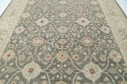 New Traditional Ziegler Hand Knotted Wool Rug - 9'9'' x 13'9'' 9' 9" x 13' 9" (297 x 419) / Grey / Wool