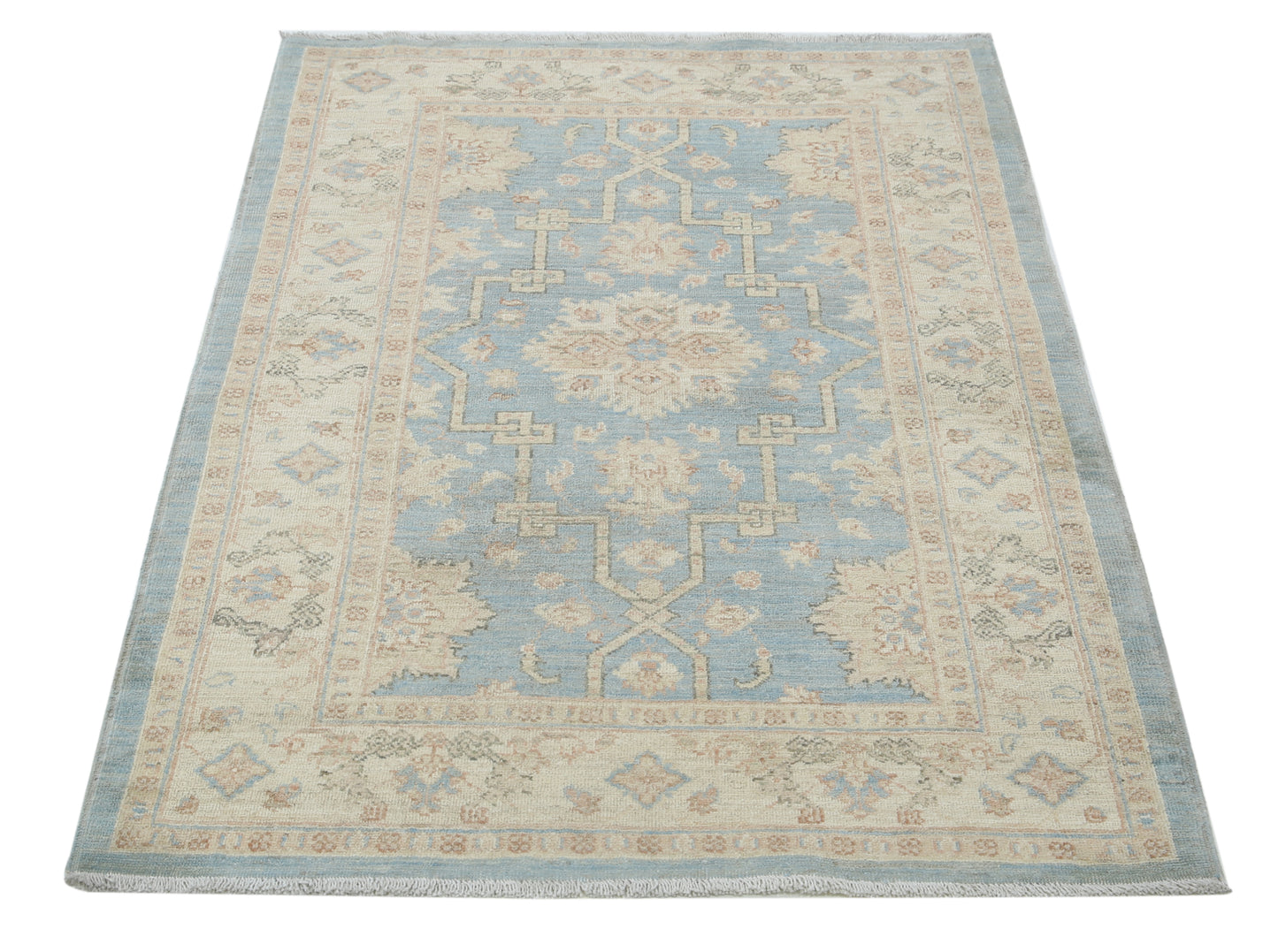 New Traditional Ziegler Hand Knotted Wool Rug - 3'3'' x 4'9'' 3' 3" x 4' 9" (99 x 145) / Blue / Wool