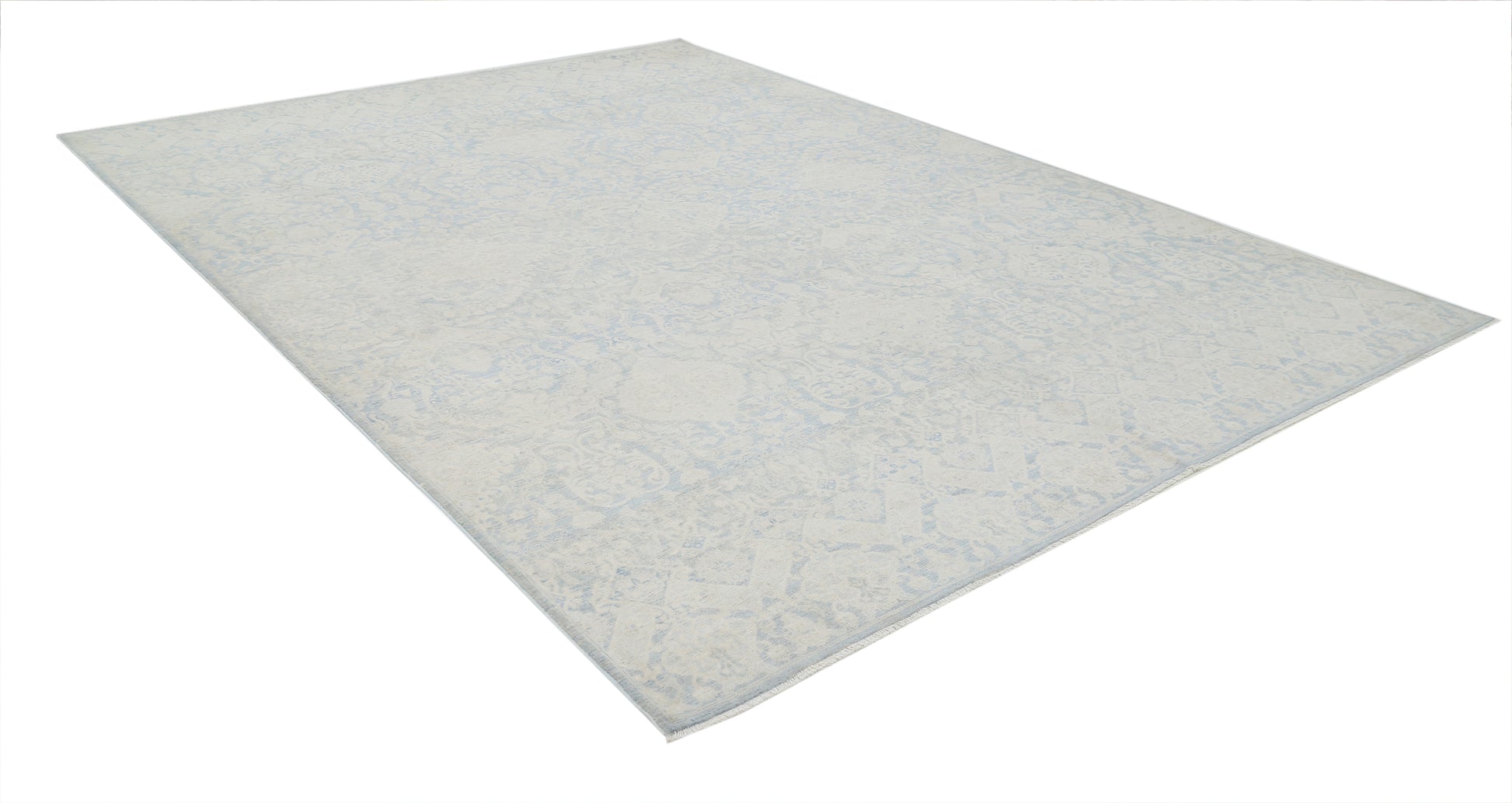 New Transitional Artemix Hand Knotted Wool Rug - 8'9'' x 12'1'' 8' 9" x 12' 1" (267 x 368) / Blue / Wool