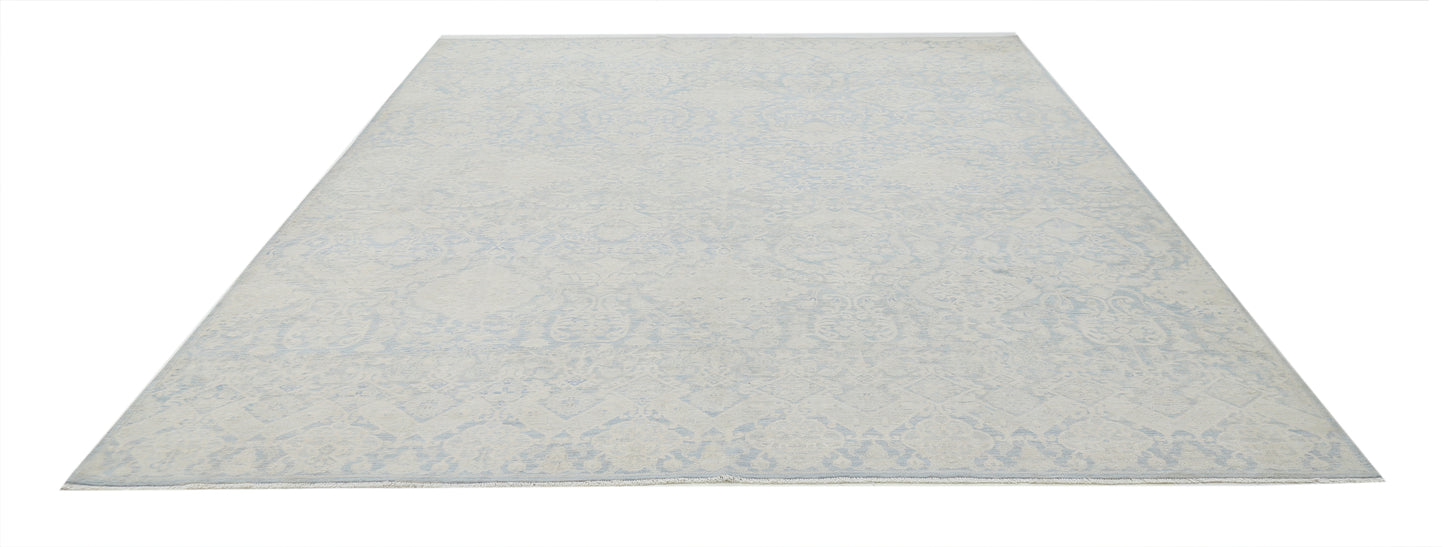 New Transitional Artemix Hand Knotted Wool Rug - 8'9'' x 12'1'' 8' 9" x 12' 1" (267 x 368) / Blue / Wool