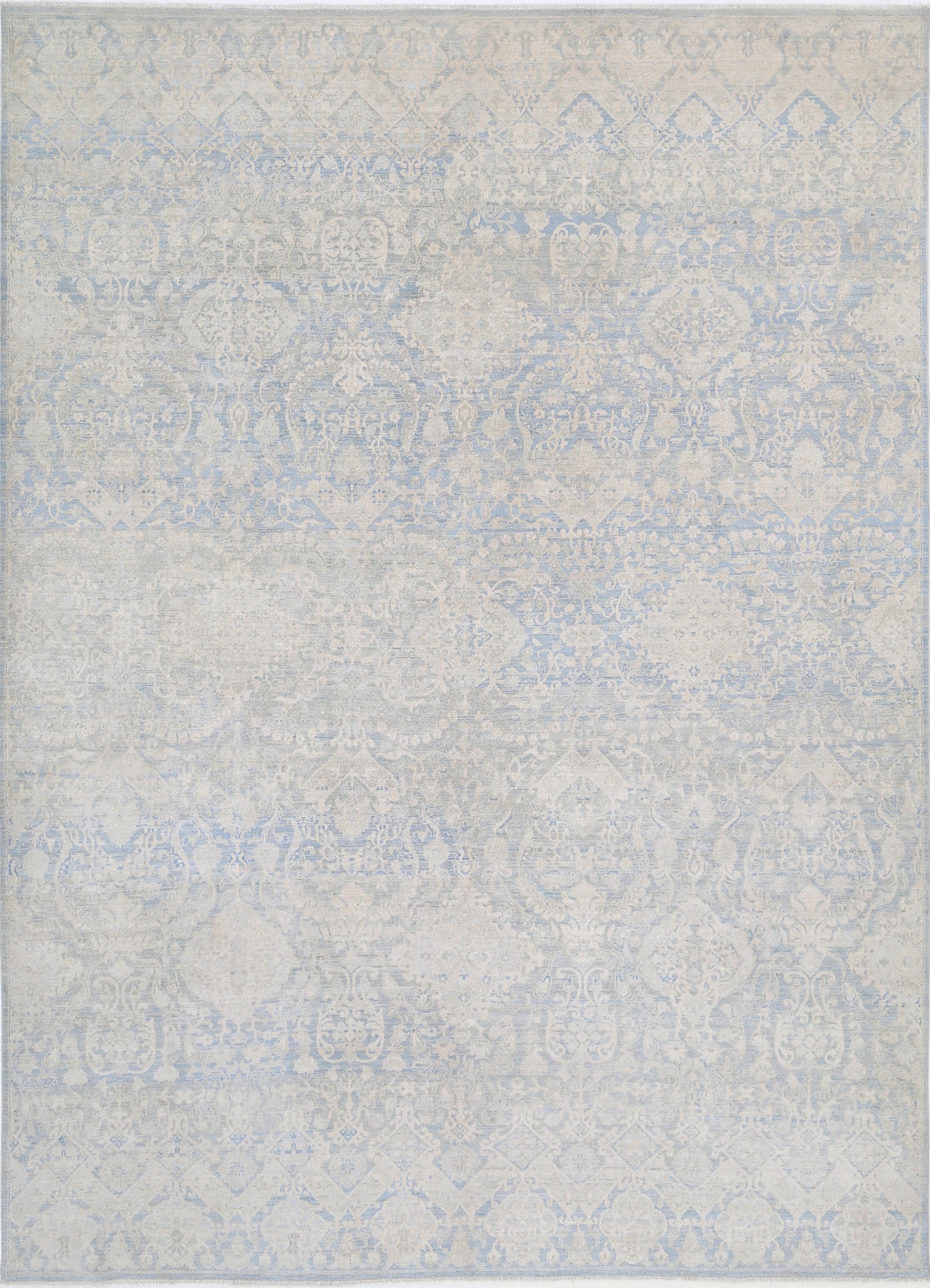 New Transitional Artemix Hand Knotted Wool Rug - 8'9'' x 12'1'' 8' 9" x 12' 1" (267 x 368) / Blue / Wool