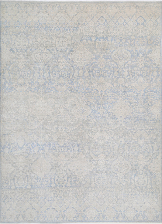 New Transitional Artemix Hand Knotted Wool Rug - 8'9'' x 12'1'' 8' 9" x 12' 1" (267 x 368) / Blue / Wool