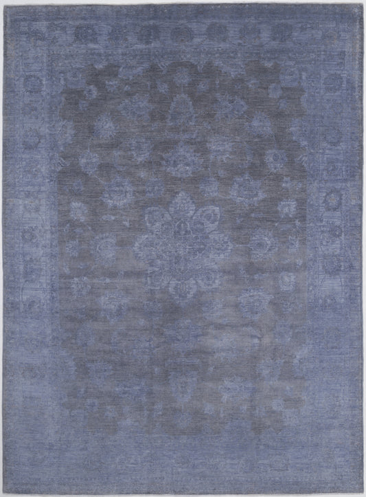 New Transitional Overdye Hand Knotted Wool Rug - 8'11'' x 12'2'' 8' 11" x 12' 2" (272 x 371) / Blue / Wool