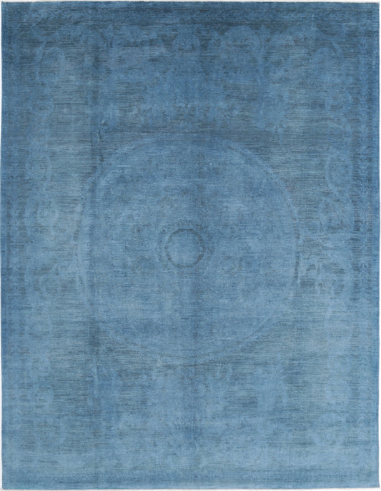 New Transitional Overdye Hand Knotted Wool Rug - 7'8'' x 10'1'' 7' 8" x 10' 1" (234 x 307) / Blue / Wool