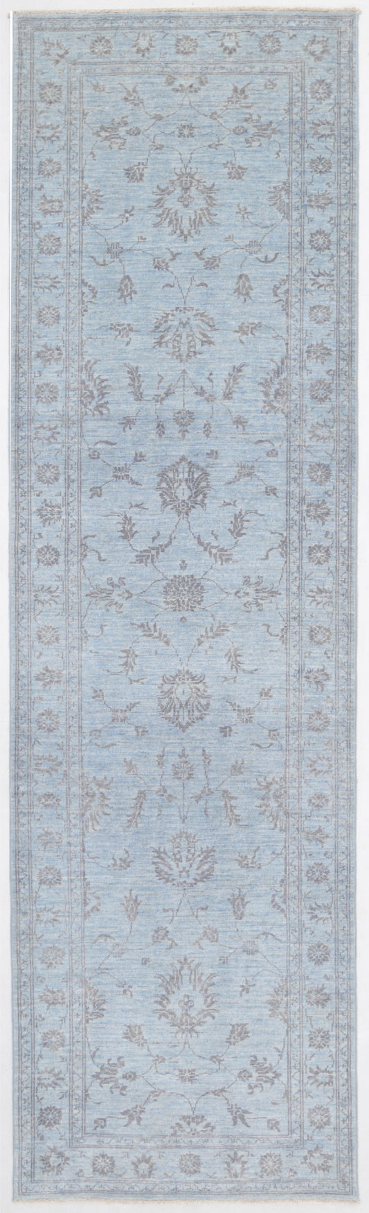 New Transitional Overdye Hand Knotted Wool Rug - 2'7'' x 9'4'' 2' 7" x 9' 4" (79 x 284) / Blue / Wool