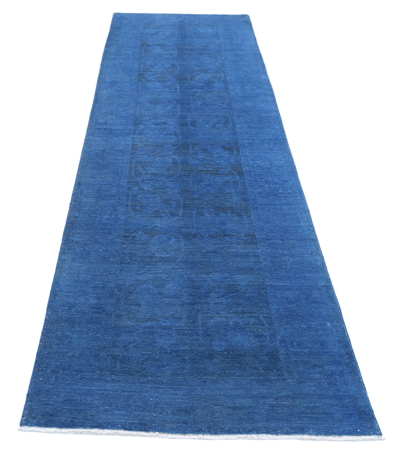 New Transitional Overdye Hand Knotted Wool Rug - 3'0'' x 11'11'' 3' 0" x 11' 11" (91 x 363) / Blue / Wool