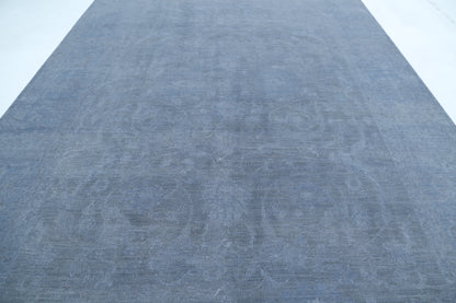 New Transitional Overdye Hand Knotted Wool Rug - 9'10'' x 13'8'' 9' 10" x 13' 8" (300 x 417) / Grey / Wool