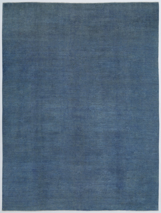 New Transitional Overdye Hand Knotted Wool Rug - 8'9'' x 11'6'' 8' 9" x 11' 6" (267 x 351) / Blue / Wool