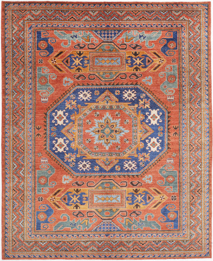 New Tribal Humna Hand Knotted Wool Rug - 8'5'' x 10'1'' 8' 5" x 10' 1" (257 x 307) / Rust / Wool