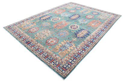 New Tribal Humna Hand Knotted Wool Rug - 7'10'' x 10'9'' 7' 10" x 10' 9" (239 x 328) / Green / Wool